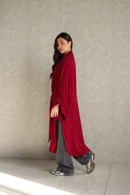Halo Braids kimono cherry red