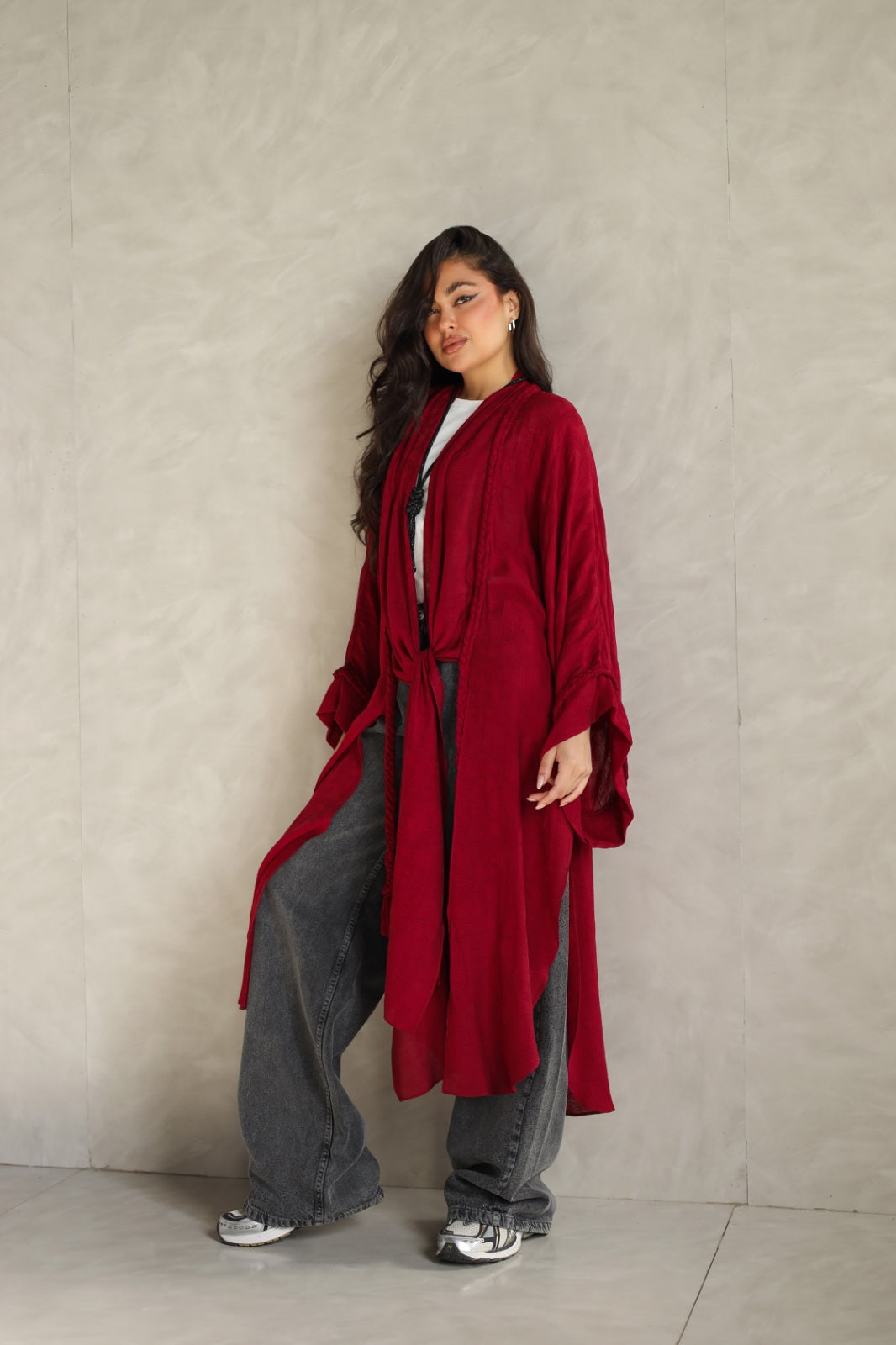 Halo Braids kimono cherry red