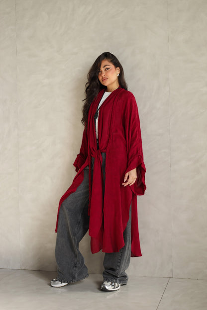 Halo Braids kimono cherry red
