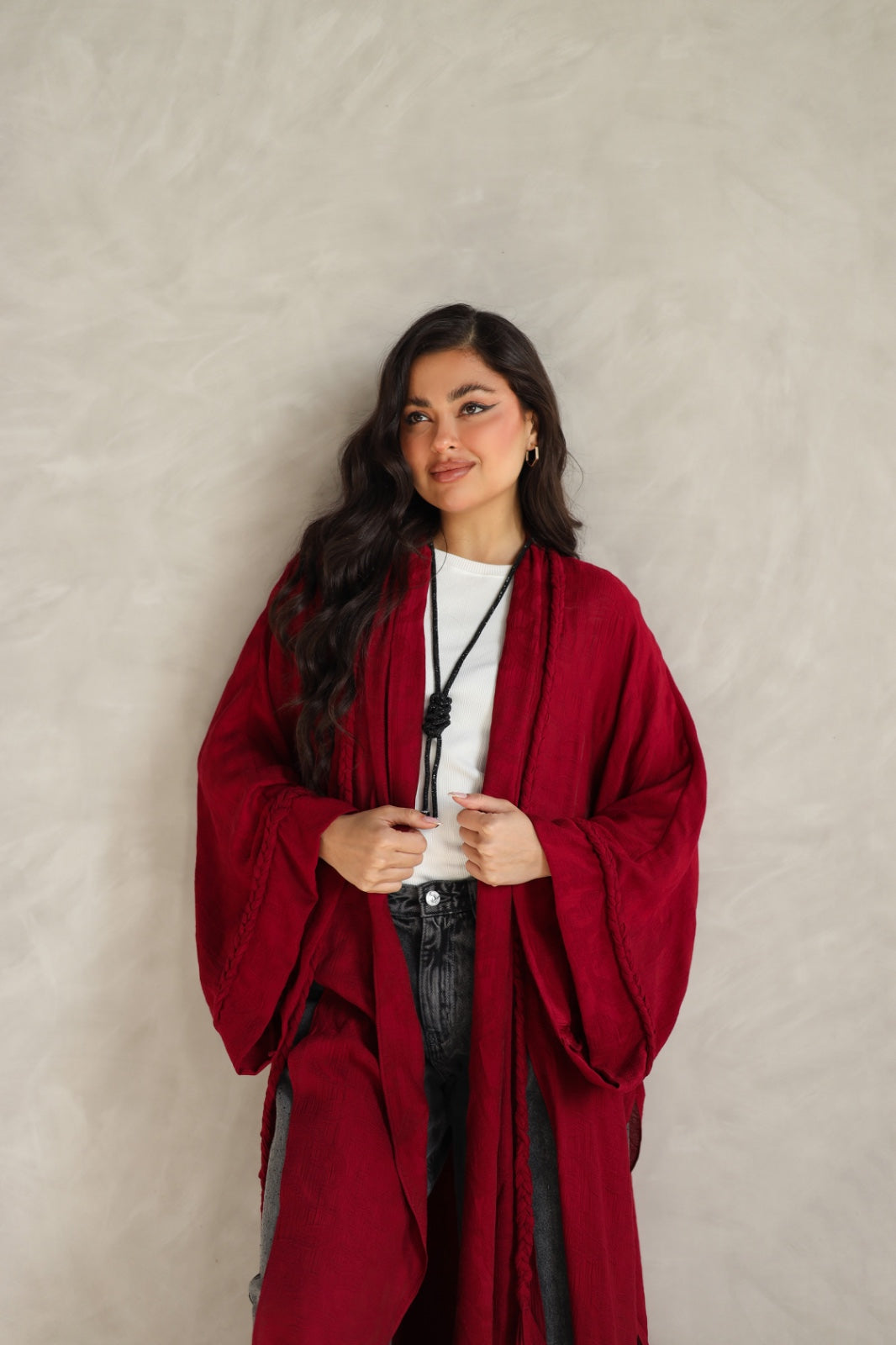 Halo Braids kimono cherry red