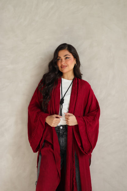 Halo Braids kimono cherry red