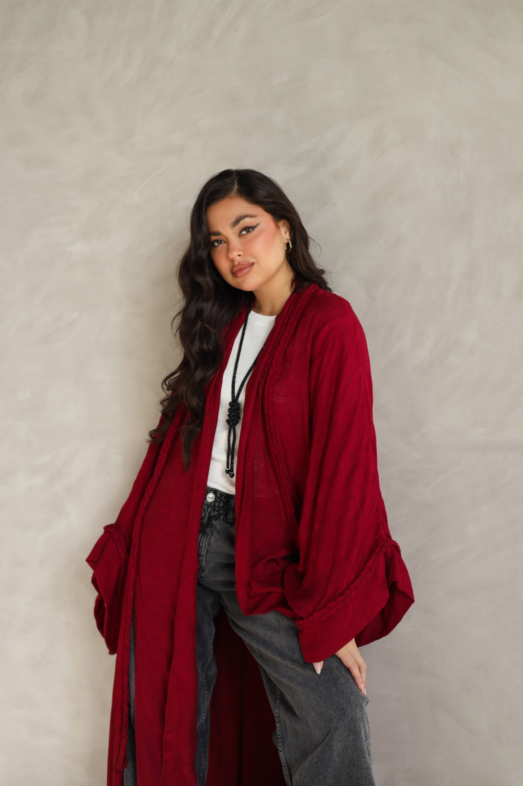 Halo Braids kimono cherry red