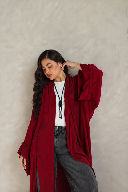 Halo Braids kimono cherry red