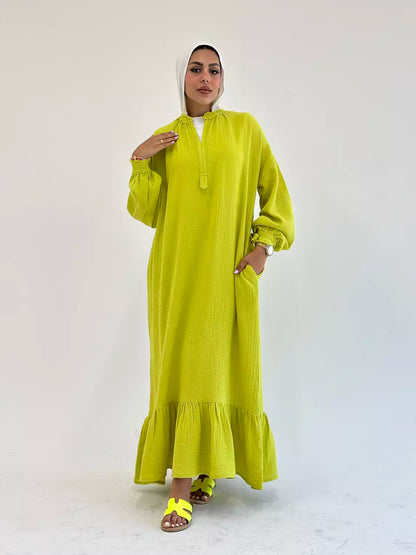 VIBRANT DRESS IN LIME GREEN