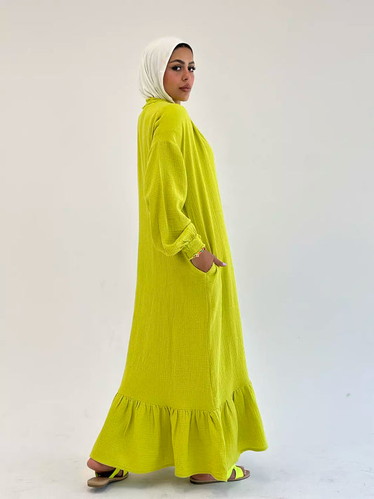 VIBRANT DRESS IN LIME GREEN